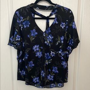 Floral Black and Blue Women's Top